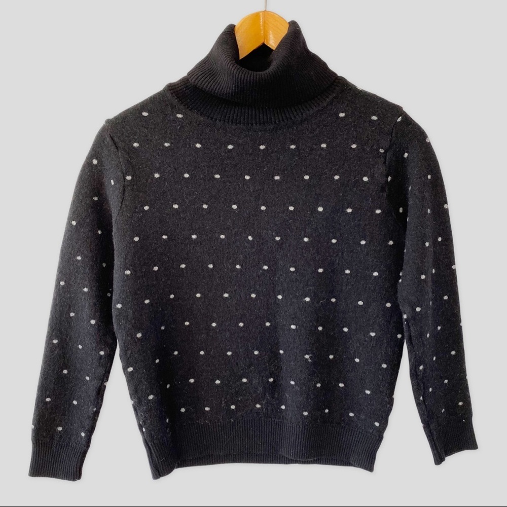 Timo Weiland Black Knit Polka Dot Merino Wool Turtleneck Sweater M